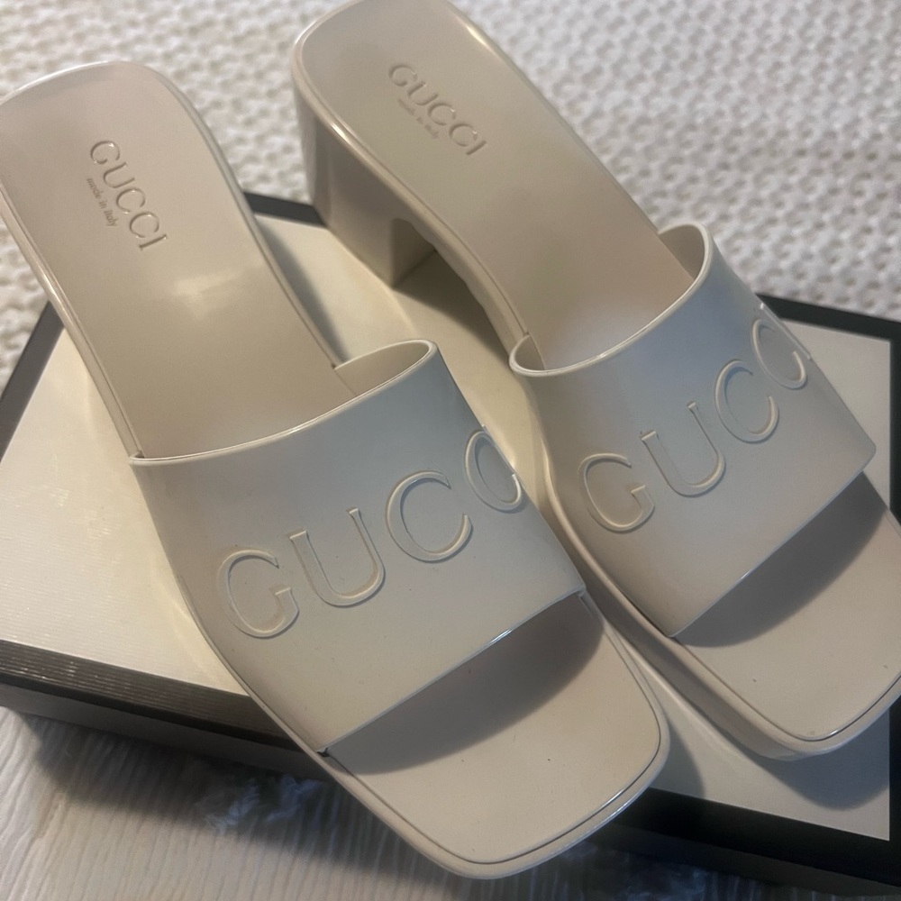 Gucci White Mules Chic Comfort